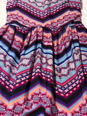 Charlotte Russe Strapless Chevron Print Dress - Blue, Pink, Black, Peach